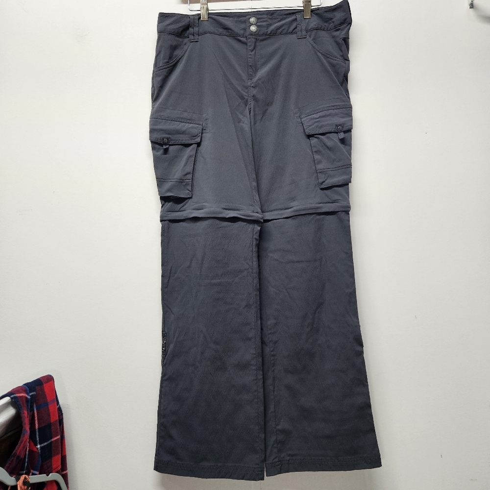 PrAna Sage 3-in-1 Convertible Pant Capri Short Womens Sz. 12 Gray Camping Hiking - Picture 8 of 13
